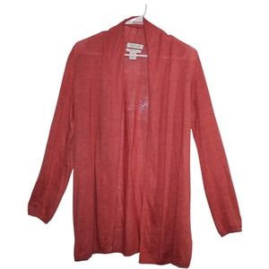 Womens Rachel Zoe Pink Linen Casual Open Long Sleeve Cardigan Sweater Top Size M